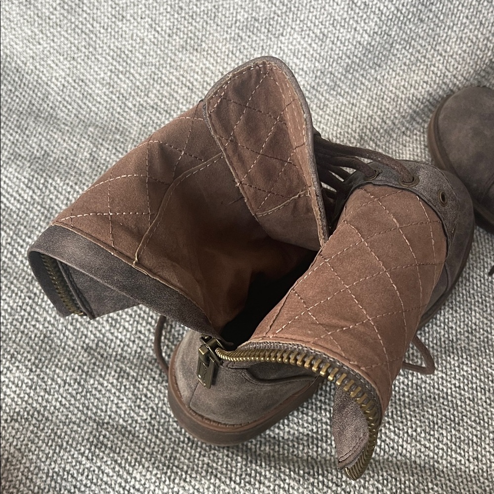 Dollhouse Charcoal Lace-Up Moto Boots - Picture 9 of 16